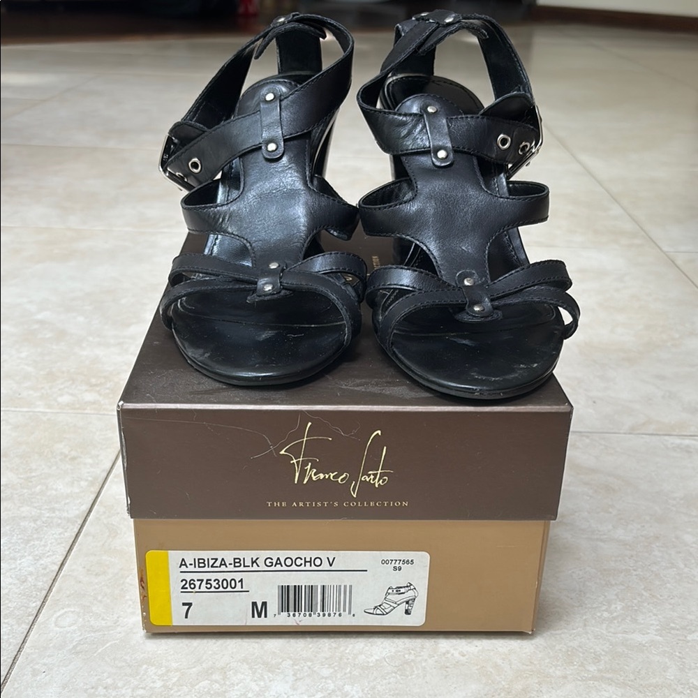 Franco Sarto Black Strappy Sandals